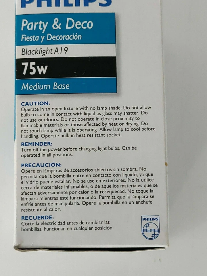 6 Philips 75 Watt A19 Halloween 😉Party Blacklight Black Light Bulb - Image 3 of 4