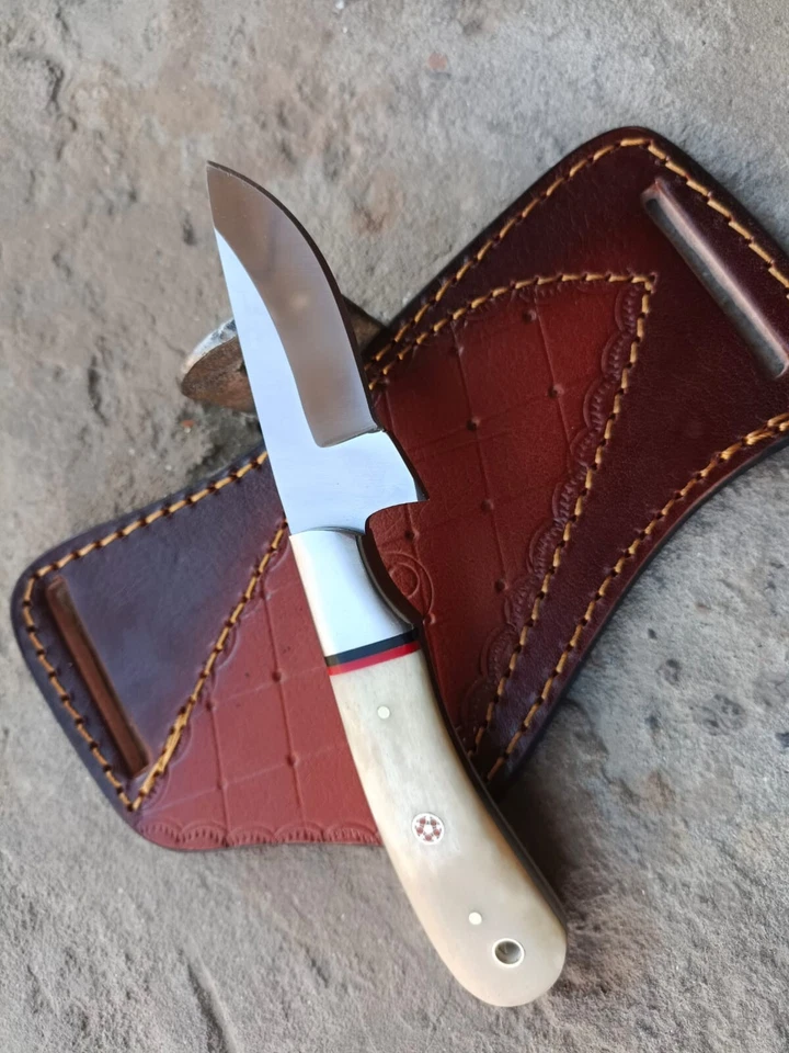 HANDFORGED CUSTOM HUNTING COWBOY SKINNER KNIFE WITH  BONE HANDLE&SHEATH - Image 4 of 4