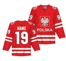 Custom Retro Youth/Men Team Poland Hockey Jersey White Red Stitched Custom Names