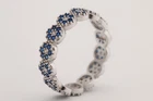 Turkish Handmade Jewelry Sapphire Topaz Rhodium 925 Sterling Silver Band Ring