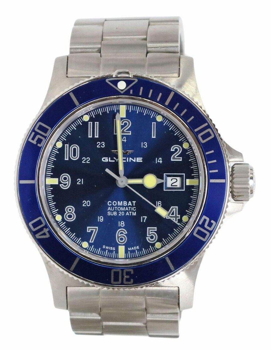 GLYCINE COMBAT STAINLESS STEEL AUTOMATIC WATCH BLUE DIAL