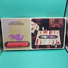 Vintage Backgammon Game Selchow & Righter 1975, Wood Pieces COMPLETE SET CIB VG+