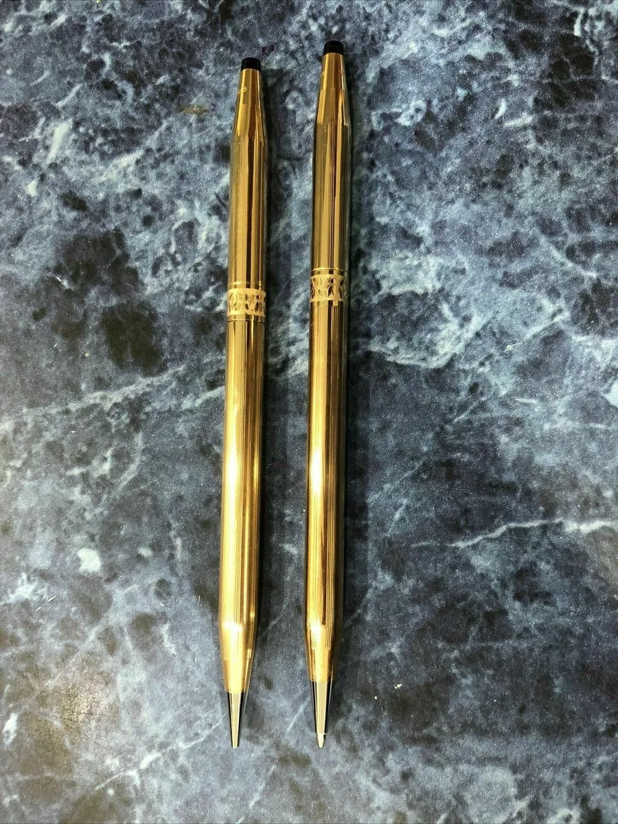 Cross Ladies Set 14k Gold Ballpoint Pen & 0.9m Pencil In Box Made In Usa  Mint *