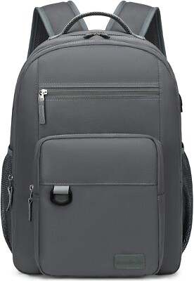 Unisex Grey Classic Backpack /USB Charging Port NIP Will Hold Laptop up to 15 