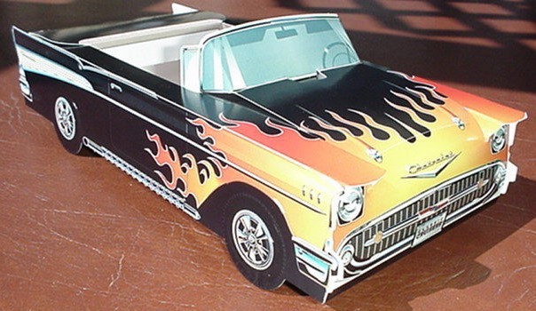 6 ~ 1957 HOT ROD Chevy Cardboard Cars Kid Food Box Table Center | eBay