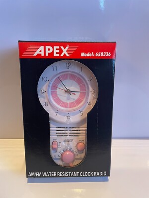 NEW AM/FM Water Resistant Clock Radio Pink - Apex Model 658336