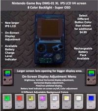 Nintendo Game Boy DMG-01 XL IPS OSD V4 screen 8 Color Backlight - CLEAR BLUE