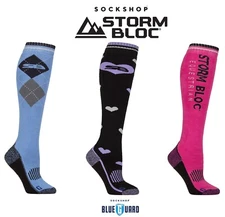 Equestrian Socks Womens Horse Riding Long Leg Argyle Cotton Storm Bloc BlueGuard