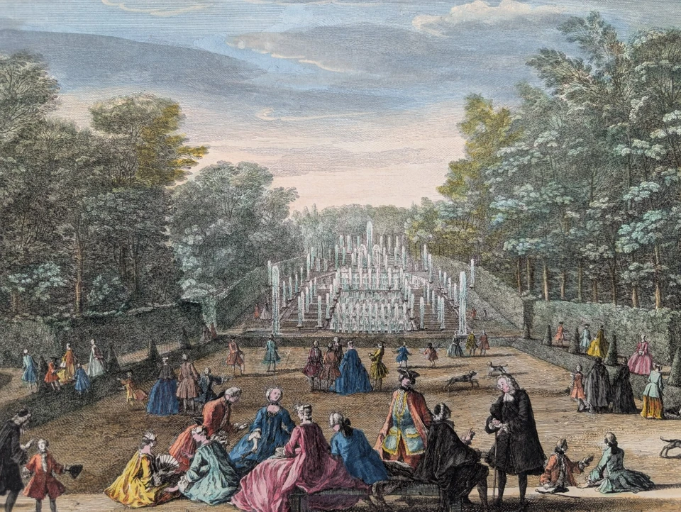 Gravure originale – J. Rigaud – Vue de la Cascade de Chantilly – Circa 1730 - Photo 2/4