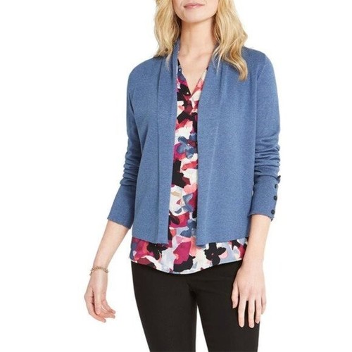Zoe Book Club Button Cuff Open Cardigan 