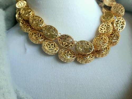 Chunky Riviere Necklace Lavender Purple Collet Anna Wintour Gold Crystal Jewelry - Picture 3 of 5