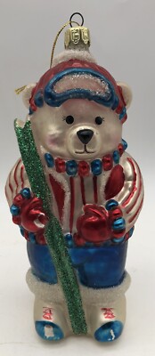 Vintage Blown Glass Christmas Ornament - Santa's Best - Cubby Bears
