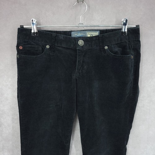 Converse One Star Pants Womens 10 Black Skinny Stretch Dark Wash Corduroy Jeans - Picture 3 of 12