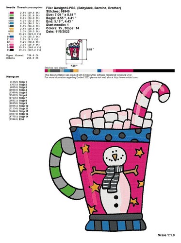 DISEÑOS DE MÁQUINA DE BORDAR CHOCOLATE Y MUÑECOS DE NIEVE PES BROTHER JEF HUS VP3 USB - Imagen 9 de 10