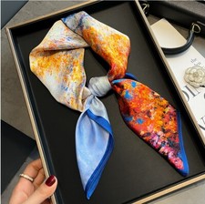 100 Mulberry Silk Scarf Women Square Wrap Neckerchief 26" Printing Bandana Z47