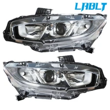 LABLT Right&Left Black Halogen Projector Headlights For 2016-18-2020 Honda Civic