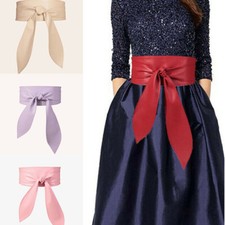 Women's Waist PU Leather Tie Corset Cinch Wrap Around Wide Dress Belt Soft