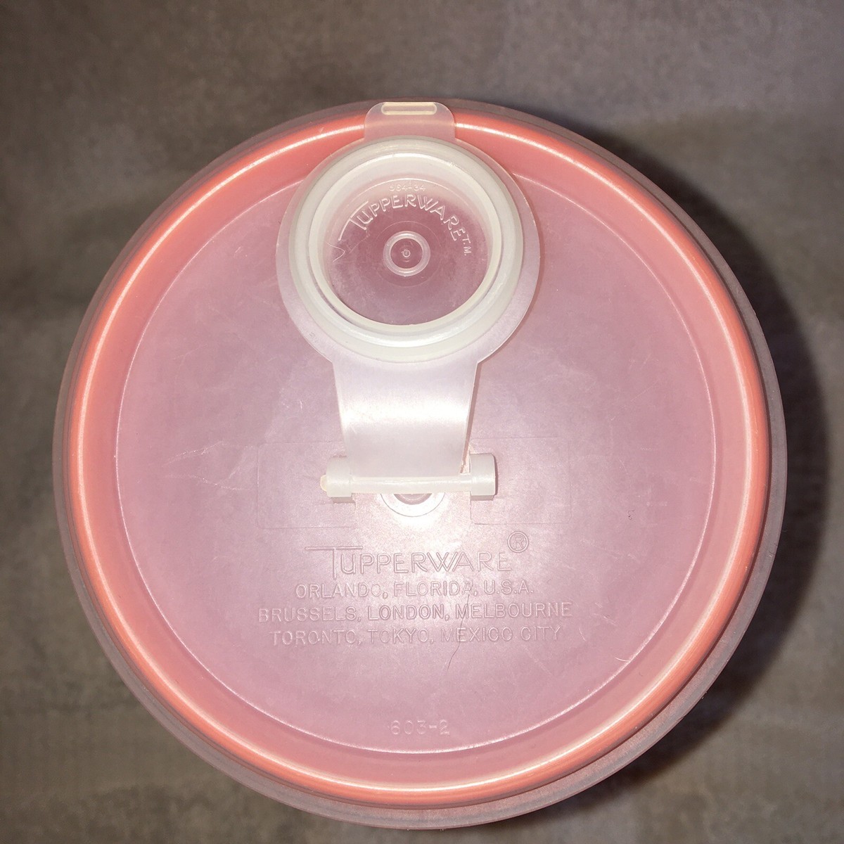 Tupperware 262 Slimline 1 Quart Round Container Orange with Sheer