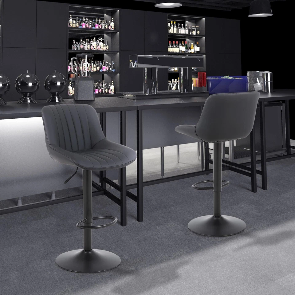 Bar Stools Set of 1, Swivel Counter Height Barstools with Back, PU leather - Image 2 of 4