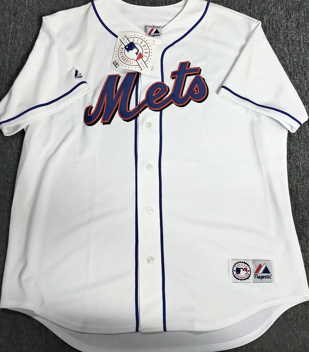 NWT-MEN-X-LARGE NY METS WHITE MAJESTIC MLB AUTHENTIC LICENSED BASEBALL  JERSEY