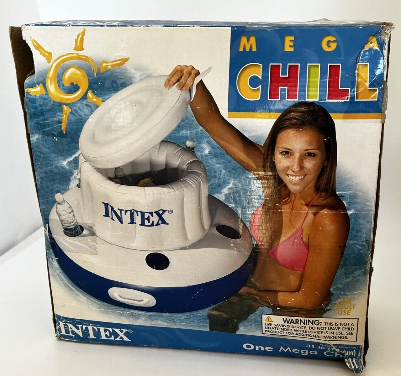 Intex Mega Chill Swimming Pool Inflatable Floating Beverage Cooler Holder, InBox