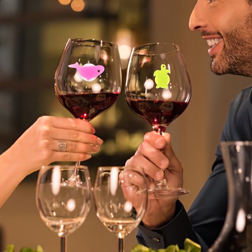 Etiqueta de copa de vino 24 piezas marcador de bebidas divertido silicio - identificadores de bebidas - Imagen 10 de 12