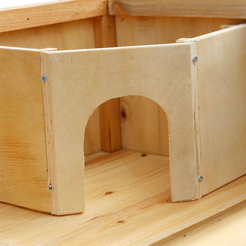 Gabbia XXL per criceti e roditori, in legno e plexiglas, con tetto apribile - Foto 5 di 6