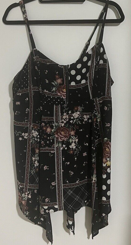 Torrid Black Floral Patchwork Georgette Zip Front… - image 12