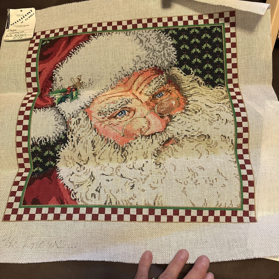 Sandra Gilmore Once Santa He Knows Handpainted Needlepoint Canvas - Image 2 of 4