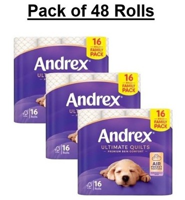 Andrex Ultimate Gesteppte Rolle Seidenpapier Strong Soft Air Tasche 48 Rollen