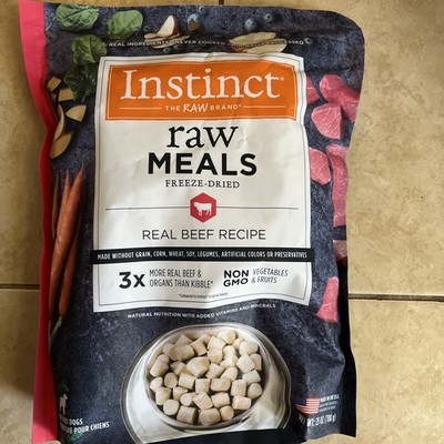 FOR 4 Instinct Raw Meals Freeze Dried Real Beef Recipe Dogs 25oz NEW SHIP