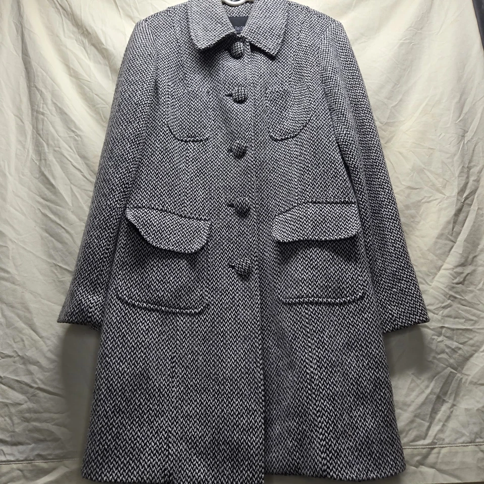 Abrigo vintage Mossimo Pea para mujer talla grande tweed mezcla lana abrigo negro/gris Foto 4 de 4