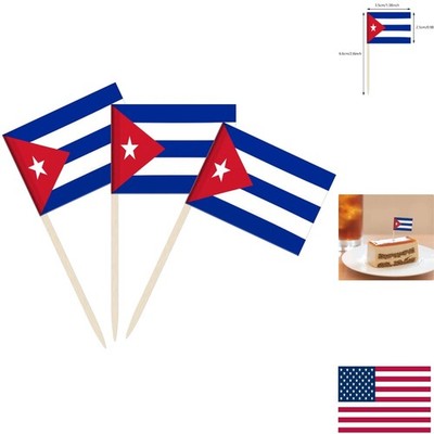 Cuba Flag Cocktail Picks - 100 Mini Stick Toppers for Festive Celebrations