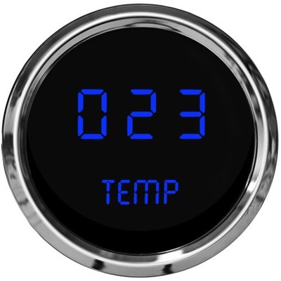 Intellitronix Blue LED Oil Temp Gauge - Black Faceplate With Chrome Bezel