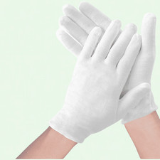 24 Pcs 12 Pairs White Cotton Gloves for Dry Hands Moisturizer Overnight Gloves