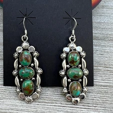 Kingman turquoise dangle earrings sterling silver turquoise Emerson Delgarito 4