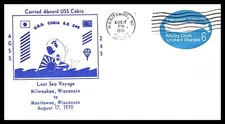 USS COBIA SS-245 LAST SEA VOYAGE AUG 17 1970 MANITOWOC WI NAVAL CACHET BX2
