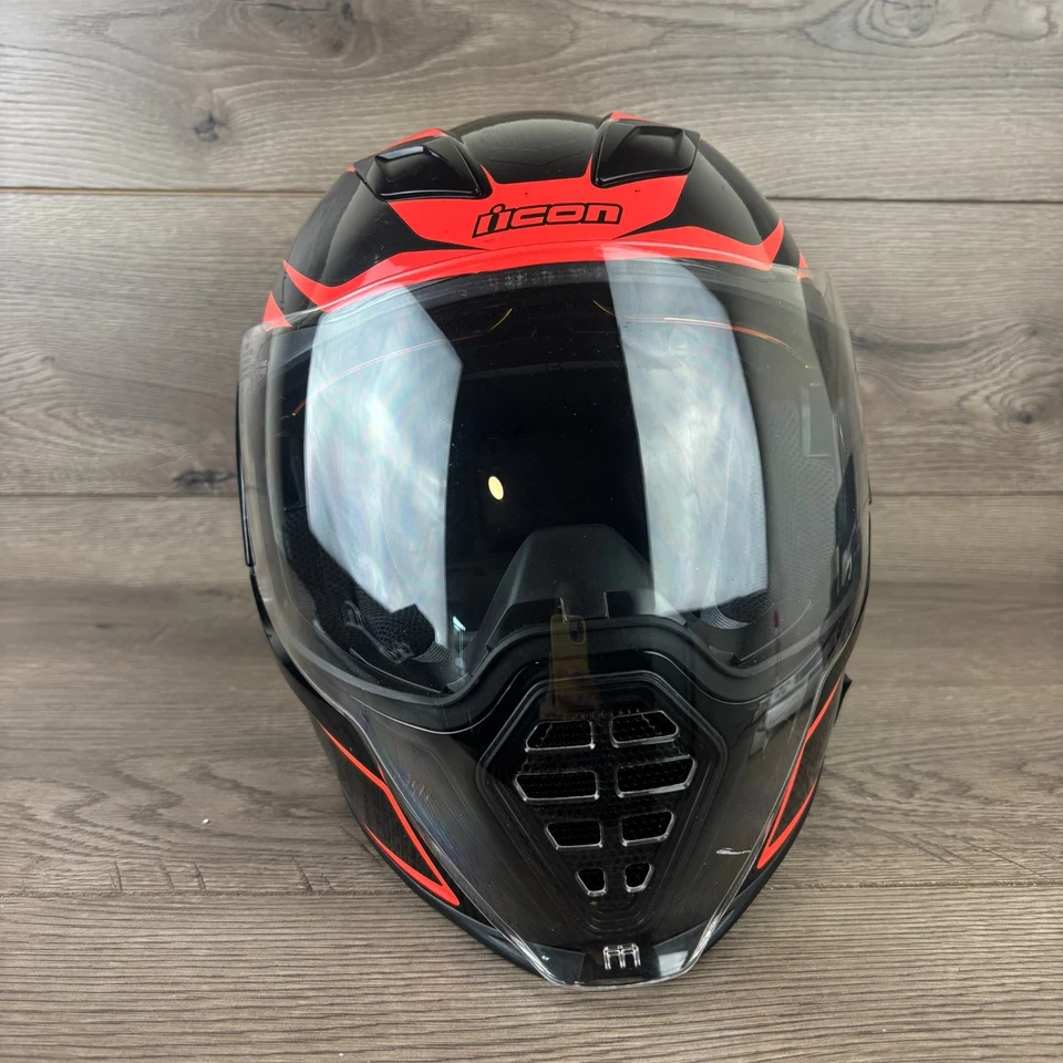 Capacete de motocicleta ICON 0101-13432 Airflite Crosslink rosto inteiro tamanho pequeno - Vermelho - Imagem 2 de 4