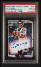 2024 Topps Chrome Cosmic Football /10 CJ Stroud Black Refractor Auto HOU QB PSA9