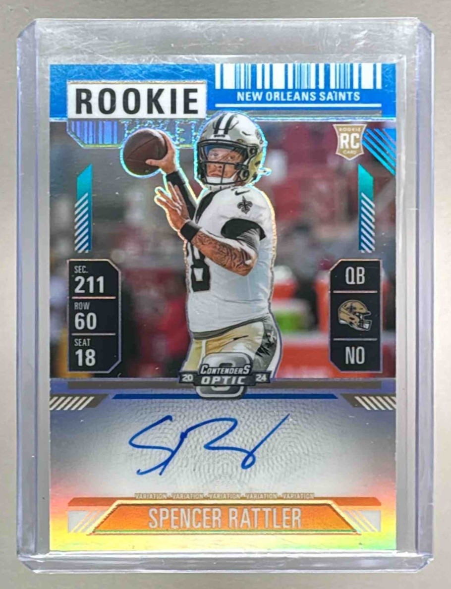 Spencer Rattler 2024 Contenders Optic #116 Variation Teal Prizm Rookie Auto /75