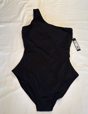 NWT TA3 Black One Sidey Lace Up Back Swimsuit  XL Short