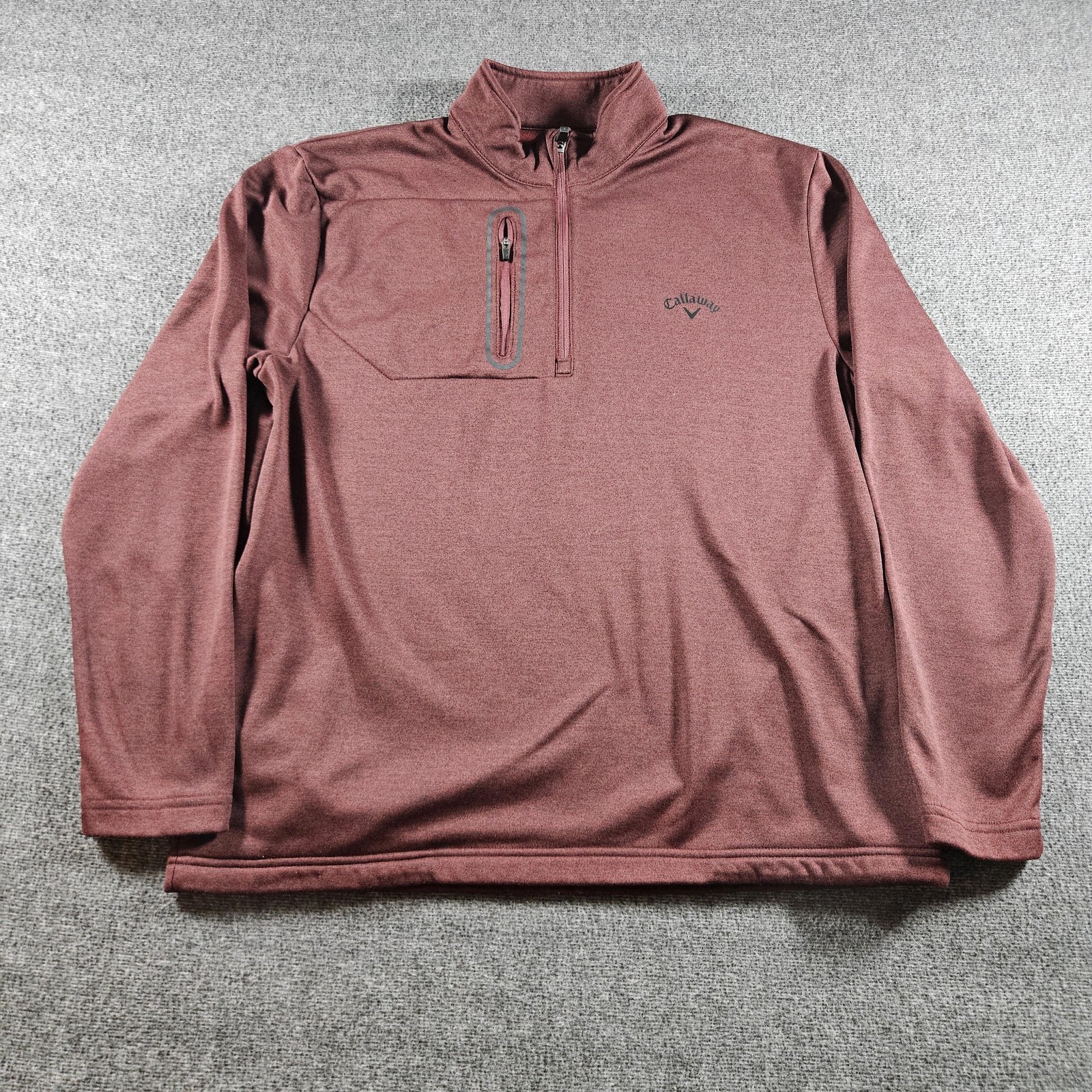 Callaway Pullover Mens Large Red Heather 1/4 Zip Golf Mock Neck Shirt Top
