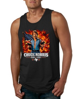 Chuck Norris 1940-2026 American Flag  Memorial Tribute RIP Mens Tank Top
