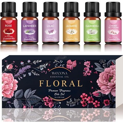 Ätherische Öle Blumenset - 6x10ml naturreine Duftöle für Diffuser, Kerzen, DI...