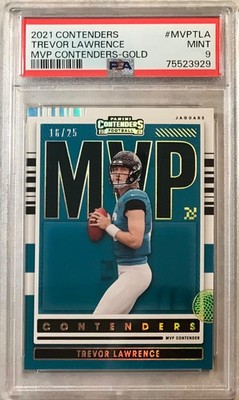 2021 Panini Contenders Trevor Lawrence Gold MVP #16/25 JERSEY# (RC) ⭐️PSA 9 Mint
