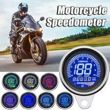 Motorcycle Speedometer Meter Tachometer Fuel Gauge Digital LED LCD Odometer New