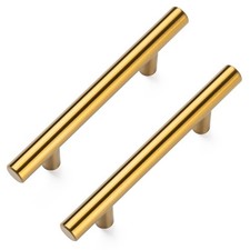 Aegero 10 Pack Cabinet Pulls Brushed Brass Stainless Cabinet Handles, for Kit...