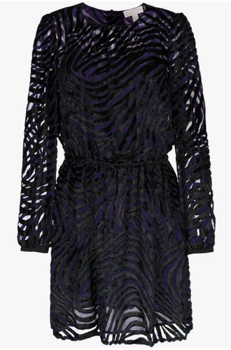 Abito Michael Kors nero viola vestito zebrato S stupendo!! Nuovo con etichetta