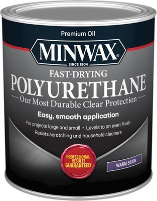 Minwax Fast Drying Polyurethane Protective Wood Finish, Warm Quart, Satin 