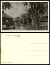 Indo-China 1931 Old Peal Rhoto Postcard Native Village Indigene Houses on Stilts